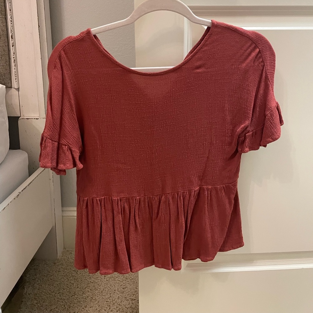burnt red blouse